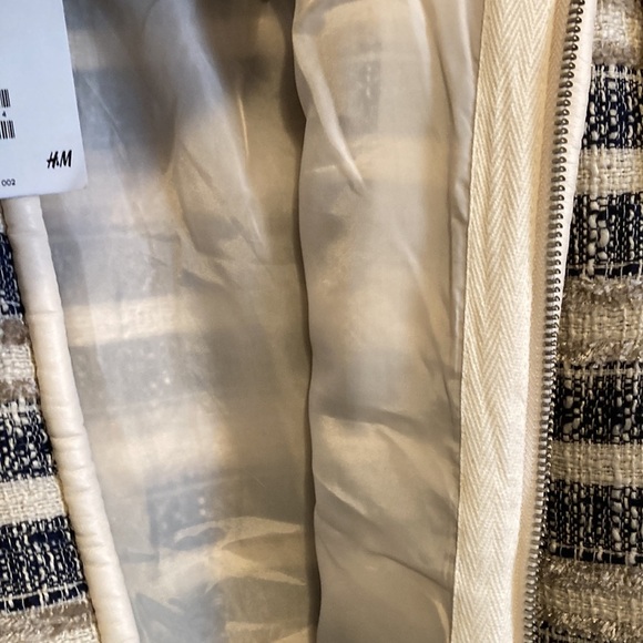 H&M Womens size 4 Textured Weave striped boucle Jacket lined zip up NWT - Picture 6 of 10